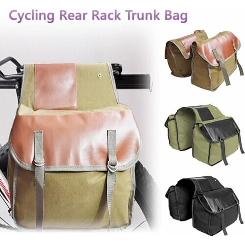 1Pc Canvas Bicycle Rear Seat Carry Bag Mountain Bike Double Side Backpack Cycling Saddlebag