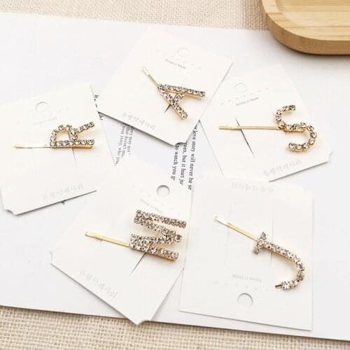 1PC Shiny Crystal Letter Hair Clip Fashion Lady Hair Clip Styling Tool Rhinestone Bangs Clip