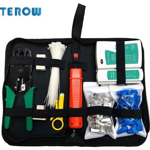 10 Pcs Network Tool Kit /Set Network Tester LAN Cable Tester RJ45 Crimping Wire Cutter Crystal Head Household Maintain Tool Set