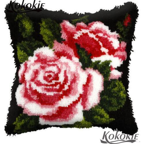 3d carpet flower shaped pillow Peony latch hook rug kits 3d embroidery Latch hook Cross Stitch cushion Patchwork Pillowcase