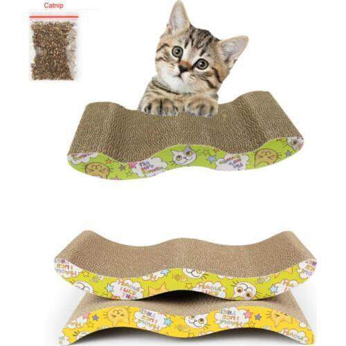 44x22CM Big Pet Cat Scratching Corrugated Board Grinding Claw Plate+Catnip Paper Pad Climbing Frame Scraper Mat