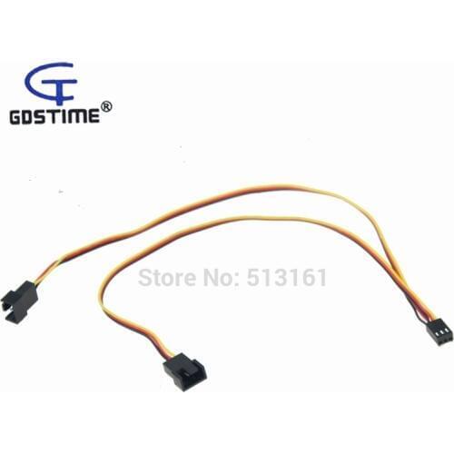 5pcs/lot Connector 3 Pin to Dual 3 Pin Power Extension Cable Black Extending 30cm For PC Computer Cooling Fan