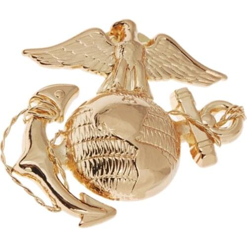 US MARINE CORPS USMC UNIFORMS INSIGNIA CAP EAGLE BADGE HAT LAPEL METAL PIN COCKADE GOLD