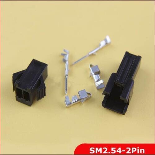 Free shipping 20Set JST 2.54mm SM 2 Pin 2 Way Multipole Connector plug With ternimal male and female