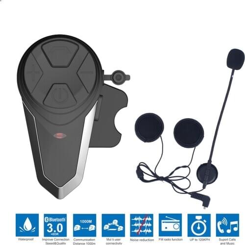 New BT-S3 Motorcycle Helmet Intercom Motorbike Wireless Bluetooth Headset Handsfree 1000M Waterproof BT Intercom with FM Radio