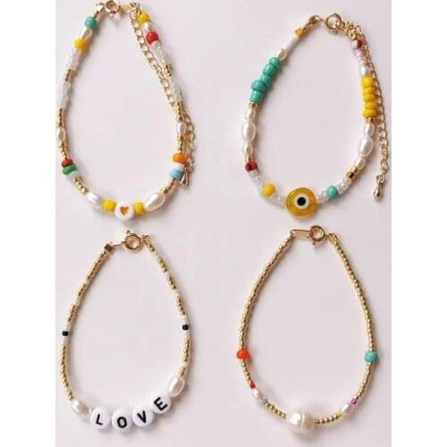Bohemian Colorful Beads Bracelet Bandmade Yellow Eye Embellishment For Man Women Natural Pearl Pulseras Gift 2021 Wholesale