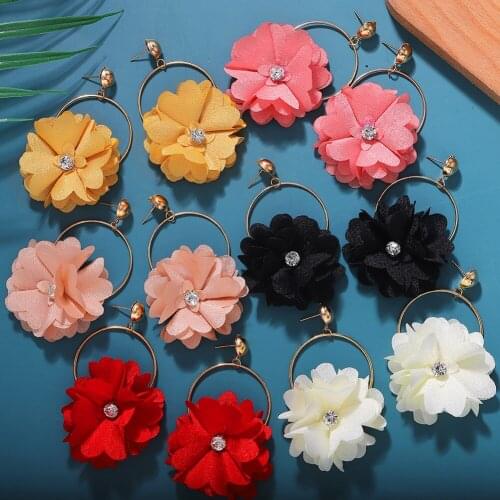 Dvacaman Large Flower Earrings Fashion Women 2020 Trendy Cute Statement Ear Drop Earrings korea Vintage Jewelry Party Wholesale