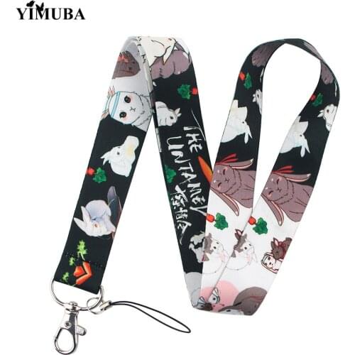 Anime Mo Dao Zu Shi Lanyards Keychain The Untamed Neckband Keyring Wei Wuxian Lan Wangji Rabbit Animal Cartoon Webbing Hang Rope