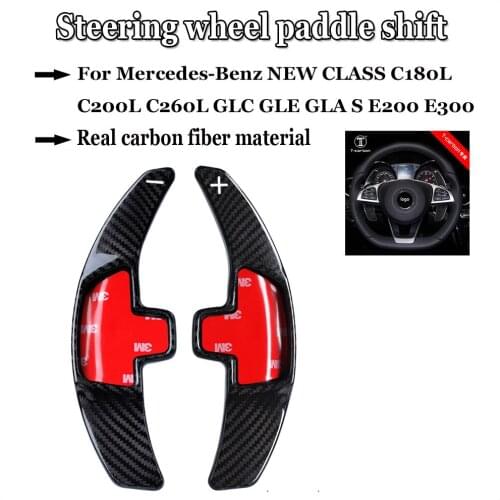 Black Real Carbon Fiber Steering Wheel Shift Paddles For Mercedes-Benz NEW CLASS C180L C200L C260L GLC GLE GLA S E200 E300