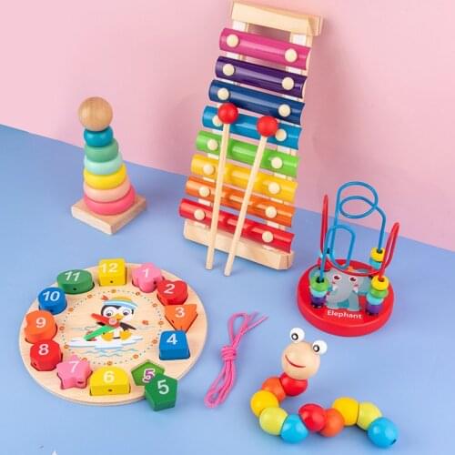 Baby Montessori Educational Math Toy Wooden mini Circles Bead Wire Maze Roller Coaster Abacus Puzzle toys For Kids Boy Girl Gift
