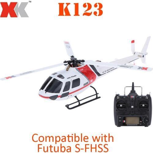 Original XK AS350 K123 6CH 3D & 6G System Brushless Motor AS350 Scale Flybarless RC Helicopter Drone Updated WLToys V931RTF