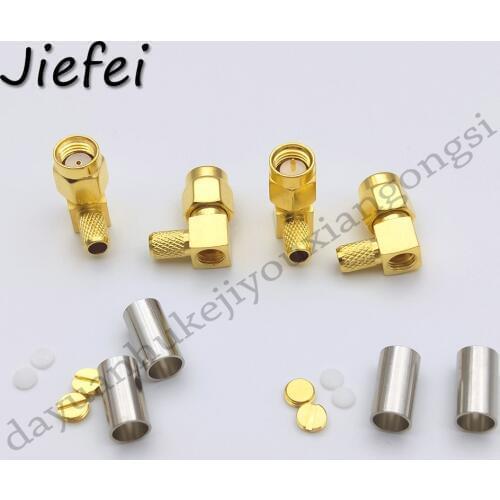 30-300 PCS SMA / RP SMA male plug right angle 90 Degree crimp RG58 RG142 LMR195 RG400 cable Connector