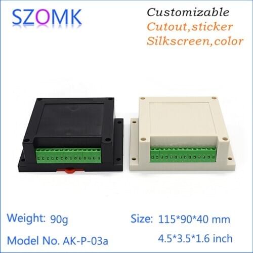 10 pcs, 115*90*40mm plastic project box electronic case din rail enclosure box with connectors szomk hot selling instrument box