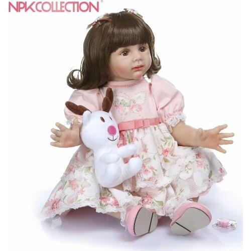 NPKCOLLECTION 60CM high quality reborn toddler Fridolin princess bebe doll reborn long curly hair doll 6-9M real baby size