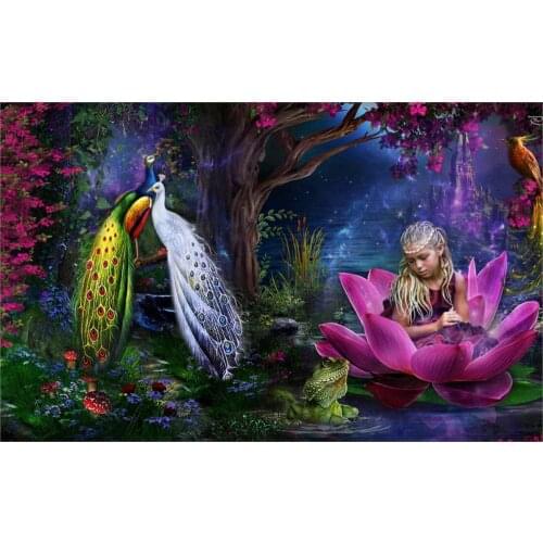 Hot Sale Living room home decoration canvas poster beautiful 3D picture Tropical Animals Child Lotus holiday wedding gifts