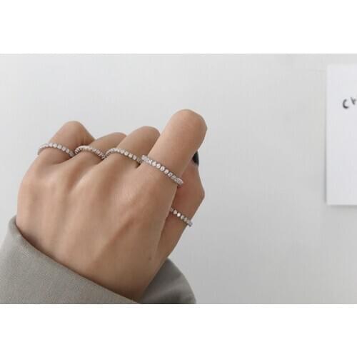 MINI Female Small Zircon Stone Ring 925 Silver Wedding Jewelry Promise Engagement 1Row cz Rings For Women Valentines Day Gifts