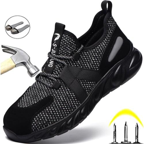 Men Boots Puncture Proof Safety Shoes Men Steel Toe Shoes Work Boots Indestructible Industrial Shoes Male Security Work Sneakers