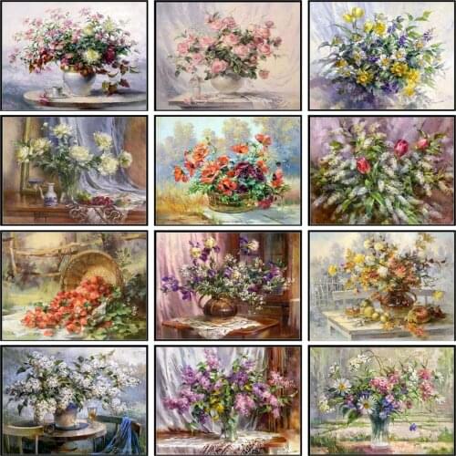 Embroidery Counted Cross Stitch Kits Needlework - Crafts 14 ct DMC Color DIY Arts Handmade Decor - Bouquet Collection 3