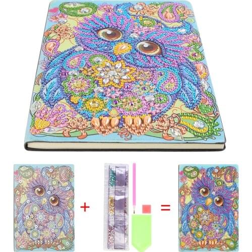 New DIY Special Shaped Diamond Painting Owl Bird 50 Pages Office Notebook Cross Stitch Embroidery Sketchbook Drawing Book