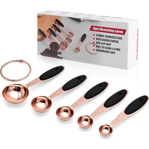 5Pcs Kitchen Measuring Spoon Set Copper Plating Kitchen Gadgets And Accessories Baking Cooking Tools Teaspoons Coffee Scoop