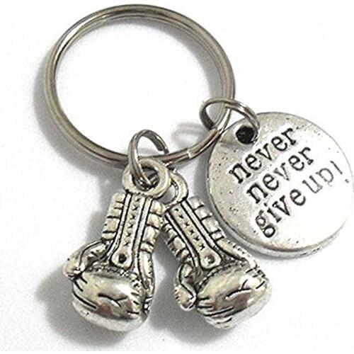Boxing Glove Charm Jewelry, Boxing Gifts, Boxing Charm Metal Keychain Car Accessory, Gifts for Boxers, Never Give Up Charm