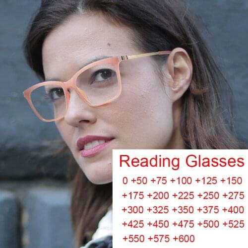 Glasses Magnifier For Work Anti Blue Rays Eyeglasses 2021 New Fashion Pink Square Reading Prescription Glasses Okulary Points +2