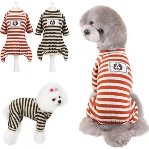 Dog Clothes for Small Dogs Summer autumn thin Stripe Jumpsuit French Bulldog Coat Soft Pajamas for Dogs Pet Cat Costume