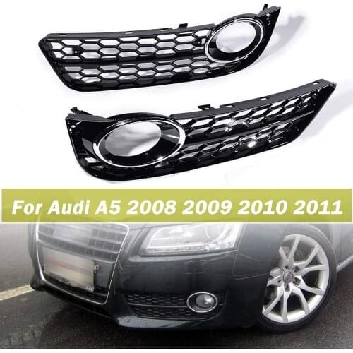 1Pair Front Left Right Bumper Lower Grille Fog Light Mesh Grill Replacement Cover For AUDI A5 2008 2009 2010 2011