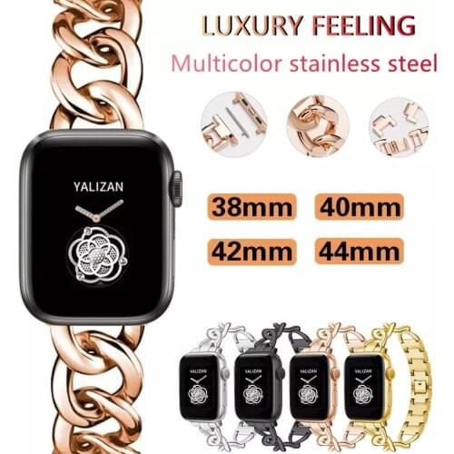 Compatible For Apple Watch chain Strap Stainless Steel Band Series 6 SE 5 4 3 44/40mm Watchband Bracelet for Iwatch se 6 38/42mm