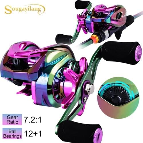 Sougayilang 12+1BB Baitcasting Fishing Reel Drag Power 10kg Carp Fishing Reels Fresh/Saltwater Casting Reel Fishing Tackle Pesca