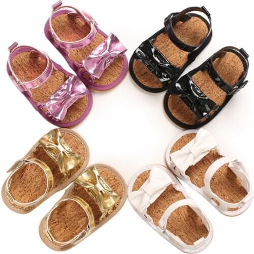 Baby Girls Bowknot Sandals Soft Sole Non-Slip Infant Open Toe Beach Shoes First Walkers Summer