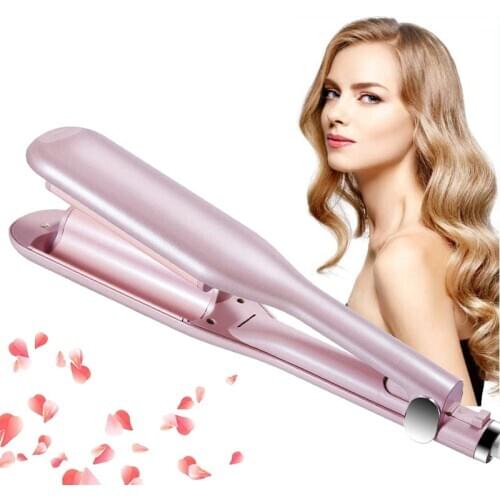 Electric Hair Curling Iron Wand 2 Barrel Hair Crimper with LCD Display Ceramic Hair Waver Fast Heating Curly Styler Tools