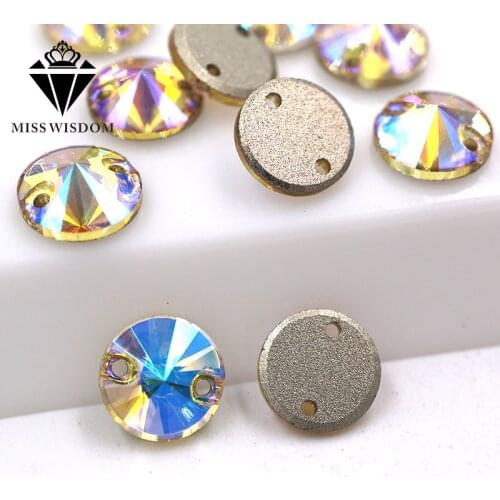 New High quality flatback glass sew on rhinestones double hole Round Light of heaven crystal rhinestone diy clothing accessories