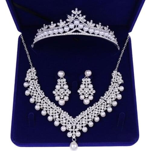 Rhinestone Bridal Jewelry Sets for Women Necklace and Earrings Set for Wedding with Crystal Tiara Gift Box Included N2UE