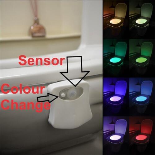 Smart RV Toilet Night Light LED Body Motion Activated on/Off Seat Sensor Lamp 8 Color WC Toilet Night Light Lamp for Motorhome