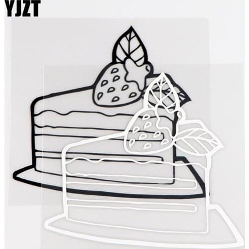 YJZT 12.7×11.5CM Strawberry Matcha Mousse Delicate Car Stickers Vinyl Decals Pattern Black / Silver 10A-0704