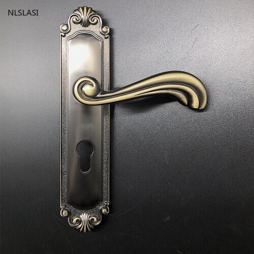 European style zinc alloy indoor solid wood mute handle lock bedroom door lock hardware accessories bathroom door lock