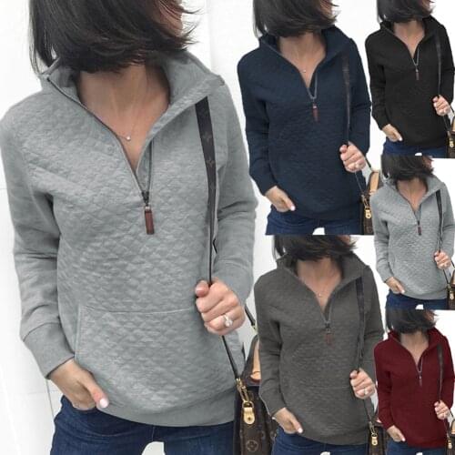 Women Sweatshirts Winter Autumn Turn Down Collar Long Sleeve Pocket Pullover Hoodies 2019 New Solid Zipper Hooded Coat Outwear