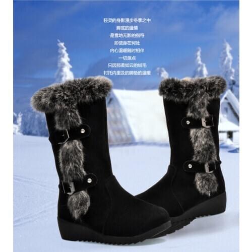 2020 New Hot Women Boots Autumn Flock Winter Ladies Fashion Snow Boots Shoes Thigh High Suede Mid-Calf Boots big size 35-42