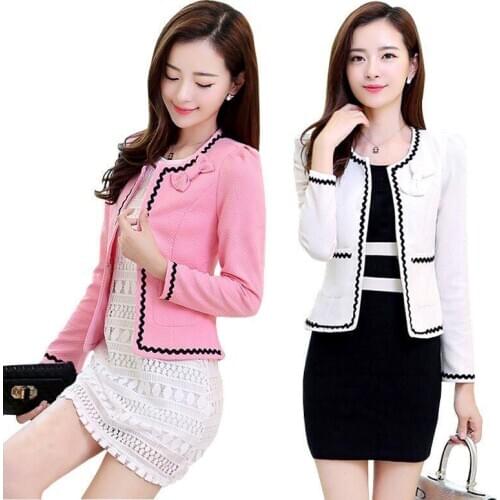 Blazer Women Jacket New 2021 Suit Women Bow-Knot Suits Short Jackets Female Blazers Spring And Autumn Coats Black White