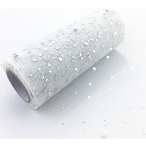 10Yards 15CM Glitter Sequin Tulle Roll Wedding Decoration Gold Laser Organza Silver Sparkly Glitter Sequin Tulle Party Supplies
