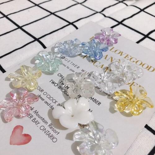 Summer mini glass sense color transparent resin small flowers DIY handmade jewelry earrings earrings accessories materials 10pcs