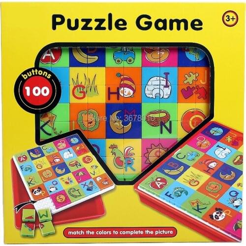 100pcs buttons Creative Puzzle Game Learning to Match the colors to complete the pictures Educational toys for Kids
