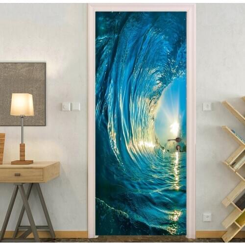 2 pcs/set Gate Stickers DIY Mural Bedroom Home Decor Poster PVC 3D Surf Waterproof Imitation 3D Door Sticker Wallpaper Decal