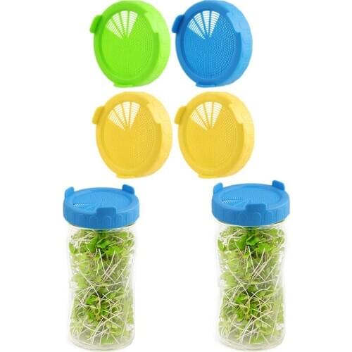 2Pcs Wide Mouth Mason Jar Plastic Screen Sprouting Strainer Lid Kit for Growing Bean Broccoli Alfalfa Salad Sprouts and More