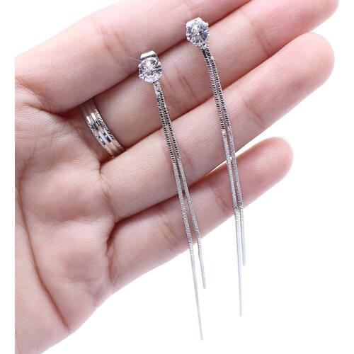 2020 New fashion Dangle Hanging Rhinestone Long Drop Earrings Ear line For Women simple Snake chain Tassel Jewelry brinco bijoux
