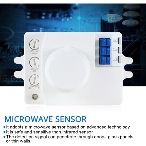 220V 5.8gHZ HF System LED Microwave 360 Degree Motion Sensor Light Switch Body Motion Detector