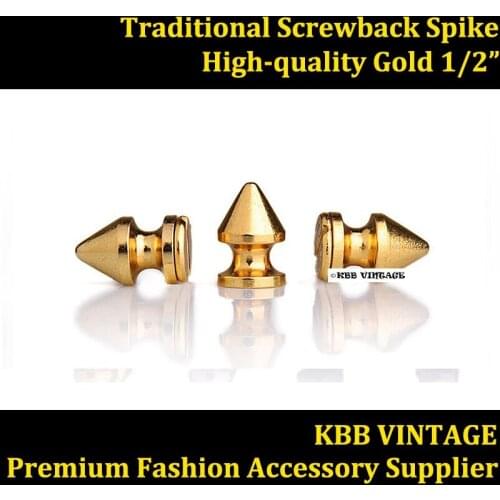 50pc Metal Punk Spikes Gothic Studs Rock DIY Spikes 1/2'' Gold----Free Shipping