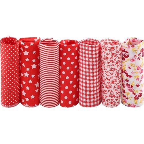 7pcs Cotton Cloth Sewing Patchwork Fabric Assorted Squares Pre-Cut Quilt Quarters Bundle 50X50cm For DIY Handmade Crafting Doll