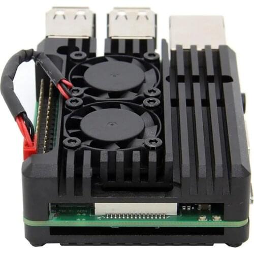 Raspberry Pi 4/3 Aluminum Case with Dual Cooling Fan Metal Shell Black Enclosure for RPI Raspberry Pi 4B/3B/3B